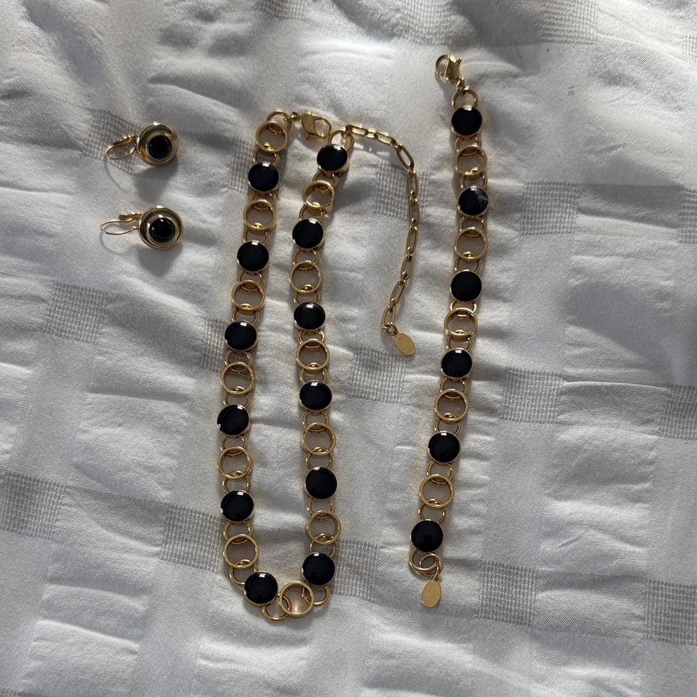LC Lauren Conrad Elegant Gold and Black Jewelry Set